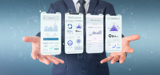 Poster - Application interface UI on a smartphone - 3d rendering