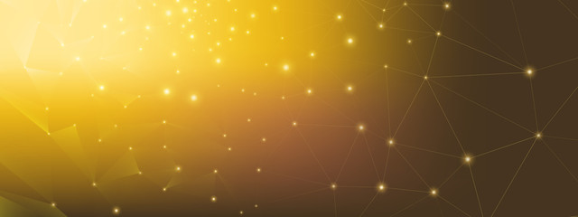 Wall Mural - gold technology business. big data. glow dots