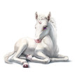 White unicorn baby, lying, isolated on white