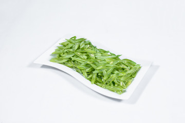 Poster - Green bean with dish on background.