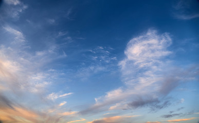 colorful dramatic sky with cloud at sunset