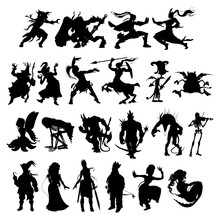 Silhouettes Of Cartoon Fantasy Characters