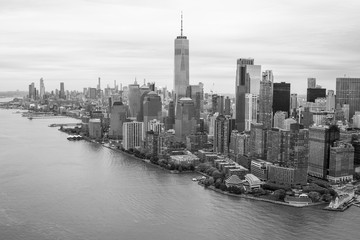 Wall Mural - New York Skyline from above Black and White Image, Manhattan architecture photography, aerial view over New York city, New York city landscape