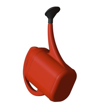 Red garden watering can on a white background, isolate. 3D rendering of excellent quality in high resolution. It can be enlarged and used as a background or texture.