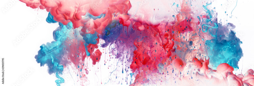 Acrylic blue and red colors in water. Ink blot. Abstract  background. - obrazy, fototapety, plakaty 