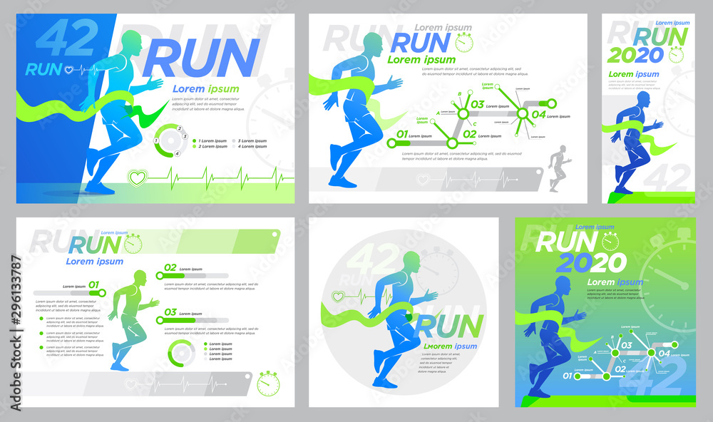Runner Design presentation Set of cover page banner booklet Stock ...
