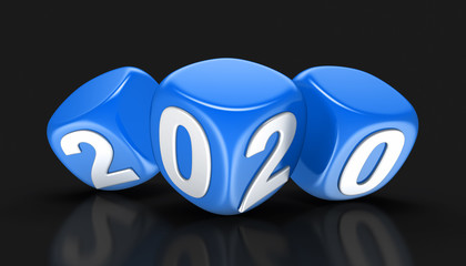 Poster - Dices with  2020. Image with clipping path.
