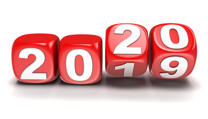 Poster - Dices with  2020. Image with clipping path.