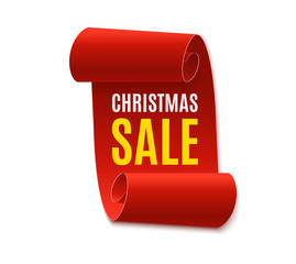 Wall Mural - christmas sale tags banner. red scroll isolated. merry christmas label. vector price tags illustrati