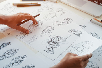 Wall Mural - animator designer development designing drawing sketching development creating graphic pose characte