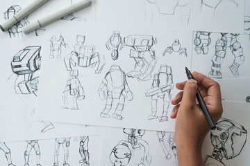 Wall Mural - animator designer development designing drawing sketching development creating graphic pose characte
