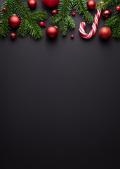 Wall Mural - christmas border on black background