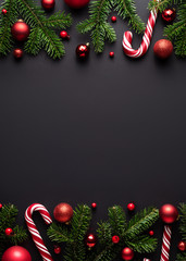 Wall Mural - christmas frame border on black background