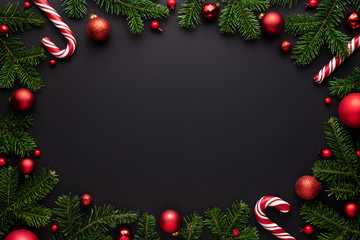 christmas oval frame on black