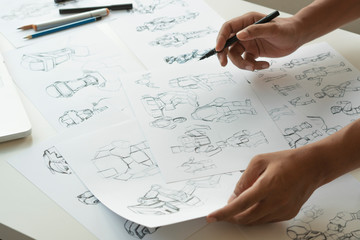 Wall Mural - animator designer development designing drawing sketching development creating graphic pose characte