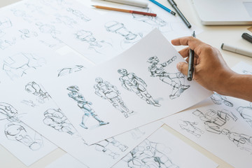 Wall Mural - animator designer development designing drawing sketching development creating graphic pose characte