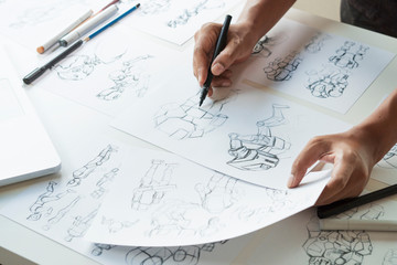 Wall Mural - animator designer development designing drawing sketching development creating graphic pose characte