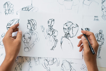 Wall Mural - animator designer development designing drawing sketching development creating graphic pose characte