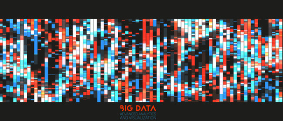 Poster - Big data colorful visualization. Futuristic infographic. Information aesthetic design. Visual DNA data complexity. Complex data threads graphic visualization. Social network, abstract data graph.