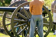 American Civil War Era Cannon With Men 