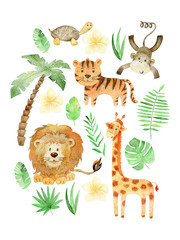 Watercolor safari arrangements.