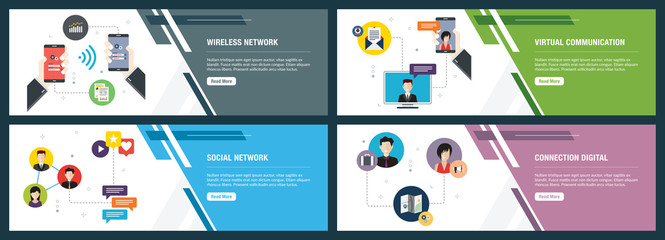Wall Mural - Wireless network, virtual communication, social network and connection digital.