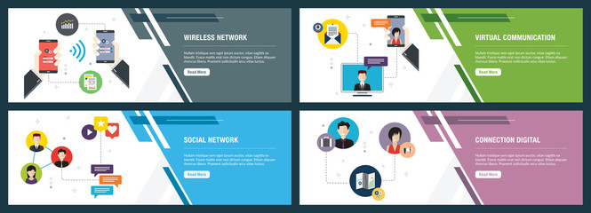 Sticker - Wireless network, virtual communication, social network and connection digital.