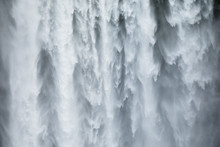 Close-uo Of Skogafoss Waterfall In Iceland, Europe.