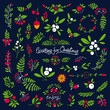 Floral Design Elements for Christmas Hand-drawn Vector Set