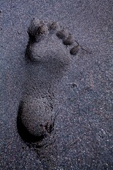 Wall Mural - Footprint on a grey sandy surface