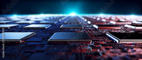 Fotomural Printed circuit board futuristic server/Circuit board futuristic server code processing