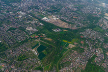 Fabulous Panoramic View From Airplane, Essen, Germany, Flying Airplane.