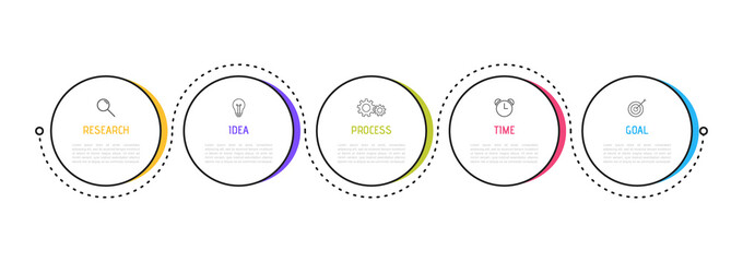 Infographic template for business process. Thin line design with numbers 5 options or steps. Vector illustration graphic design