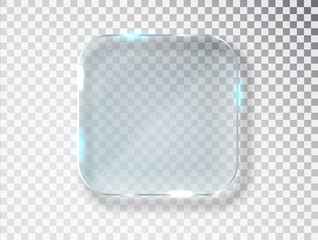 Leinwandbilder - Vector glass frame. Isolated on transparent background. Glass banner realistic vector illustration.