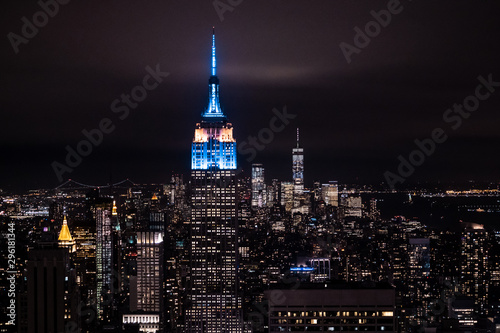 Fotografía New York, New York, USA night skyline, view from the Empire State building in Manhattan, night skyline of New York