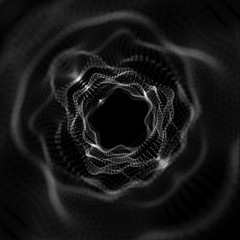 Poster - Abstract frame tunnel. Wormhole. 3D corridor grid.