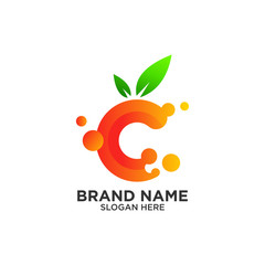 orange with letter C logo design