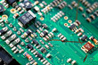 Electronic components on printed circuit board.