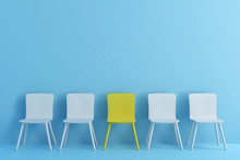 Outstanding Yellow Chair Among Light Blue Chair. Chairs With One Odd One Out In Light Blue Color Room.