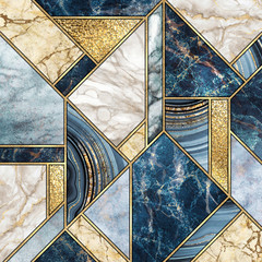 Wall Mural - abstract background, modern marble mosaic, artificial agate granite jasper stone texture, blue white