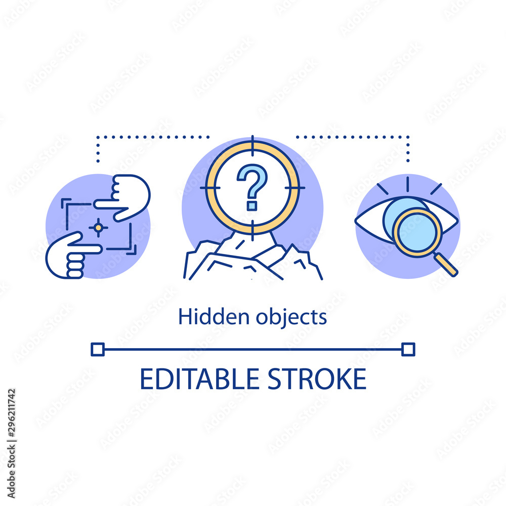 Hidden objects concept icon. Concealed things idea thin line ...