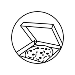 Poster - Pizza, box icon. Simple line, outline vector of take away icons for ui and ux, website or mobile application