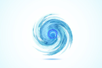 Logo blue spiral waves ocean beach swirl watercolor vector web image template
