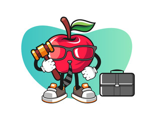 Apple lawyer mascot design vector. Cartoon character illustration for business, t shirt, sticker.