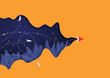 © Idea.s - Vector and illustration,Paper airplane flying on orange background. paper cut style.