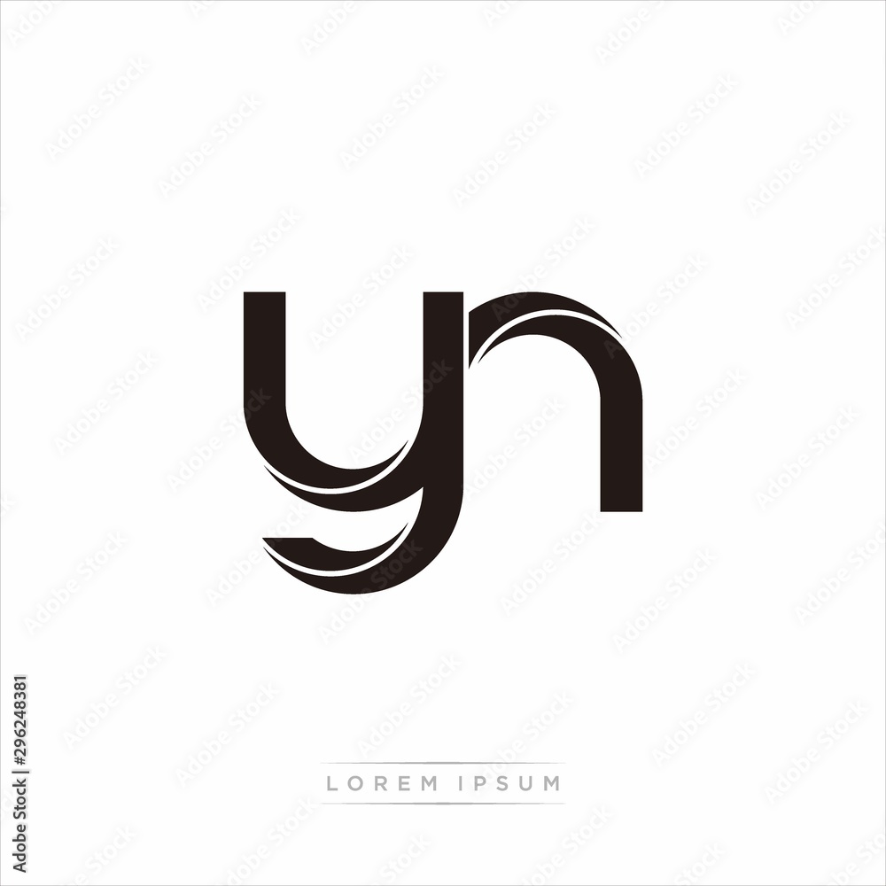 yn Initial Letter Split Lowercase Modern Monogram linked outline ...