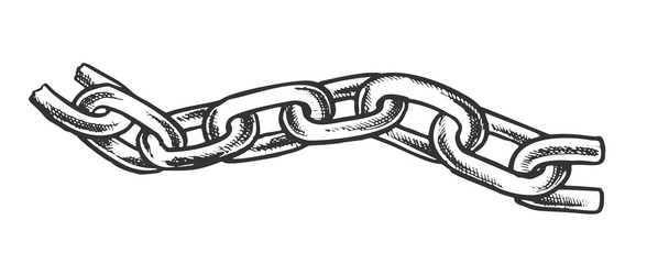 Wall Mural - iron chain protective accessory monochrome vector. separate classic chain for bind and safe. linked 