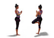 © ShkYo30 - Back three-quarters and Right Profile Poses of a Woman in Yoga Tree Pose