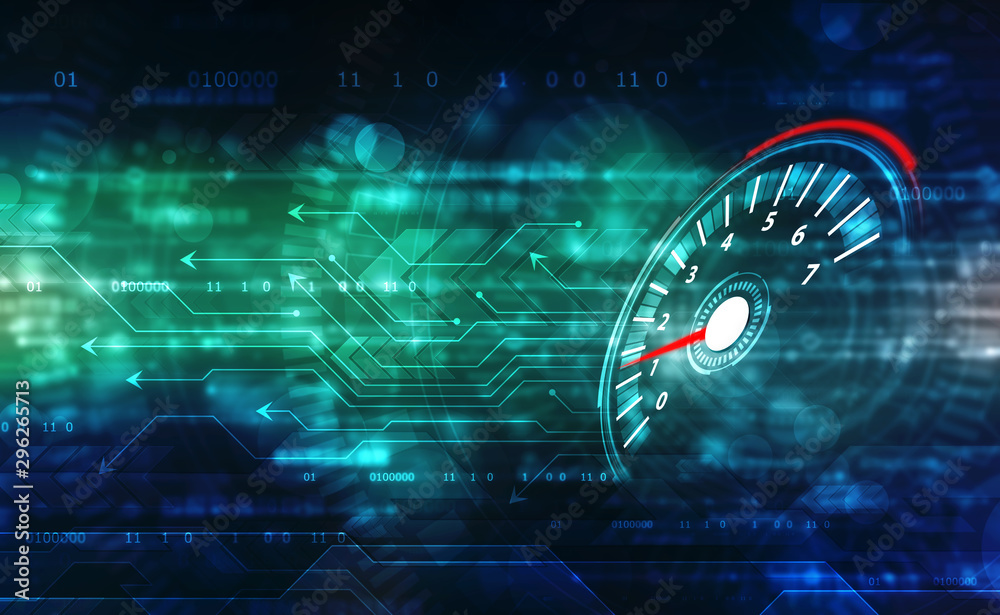 Speed motion background with fast speedometer car. Racing velocity 