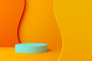 Fototapete - Abstract mock up scene pastel color. geometry shape podium background for product. 3d rendering